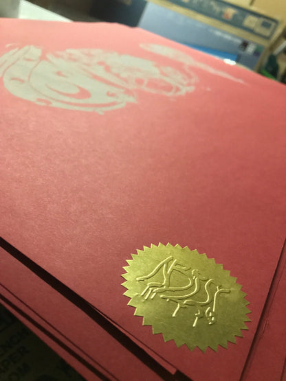 001 Beyond the Sea - White on Cherry Serigraph